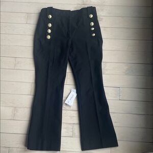 Derek Lam High-Rise Black Sailor Pants with Gold Buttons